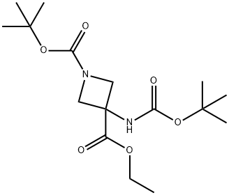 1-Boc-3-ethoxycarbonyl-3-(Boc-amino)azetidine Struktur