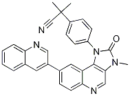 2-Methyl-2-(4-(3-Methyl-2-oxo-8-(quinolin-3-yl)-2,3-dihydro-1H-iMidazo[4,5-c]quinolin-1-yl)phenyl)propanenitrile Struktur