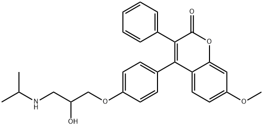 4-[4-[2-hydroxy-3-(propan-2-ylamino)propoxy]phenyl]-7-methoxy-3-phenyl -chromen-2-one Struktur