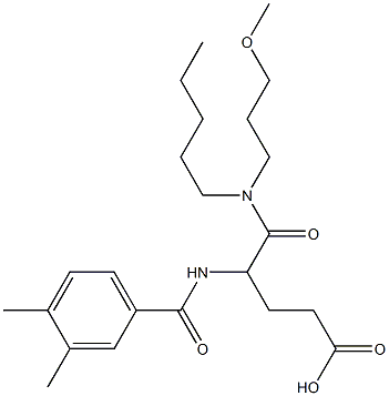 (+-)-4-((3,4-Dimethylbenzoyl)amino)-5-((3-methoxypropyl)pentylamino)-5 -oxopentanoic acid Struktur