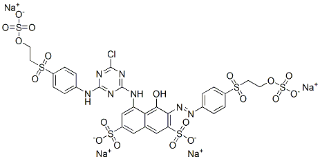 2,7-Naphthalenedisulfonic acid, 5-4-chloro-6-4-2-(sulfooxy)ethylsulfonylphenylamino-1,3,5-triazin-2-ylamino-4-hydroxy-3-4-2-(sulfooxy)ethylsulfonylphenylazo-, tetrasodium salt Struktur