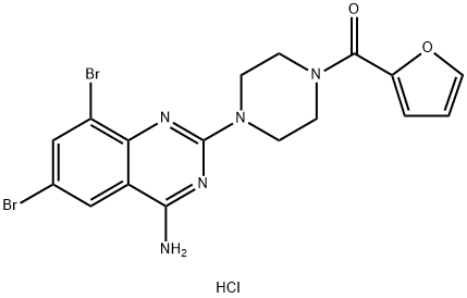 1-(4-Amino-6,8-dibromo-2-quinazolinyl)-4-(2-furanylcarbonyl)piperazine  hydrochloride Struktur