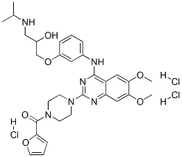 2-furyl-[4-[4-[[3-[2-hydroxy-3-(propan-2-ylamino)propoxy]phenyl]amino] -6,7-dimethoxy-quinazolin-2-yl]piperazin-1-yl]methanone trihydrochlori de Struktur