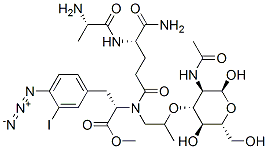 N-acetylmuramyl-alanyl-isoglutaminyl-(3'-iodo-4'-azidophenylalanine) methyl ester Struktur