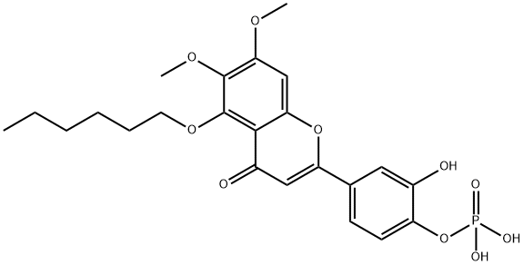 5-hexyloxy-3',4'-dihydroxy-6,7-dimethoxyflavone 4'-phosphate Struktur