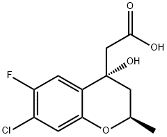 7-chloro-6-fluoro-4-hydroxy-2-methylchroman-4-acetic acid Struktur