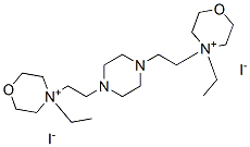 4-ethyl-4-[2-[4-[2-(4-ethyl-1-oxa-4-azoniacyclohex-4-yl)ethyl]piperazi n-1-yl]ethyl]-1-oxa-4-azoniacyclohexane diiodide Struktur