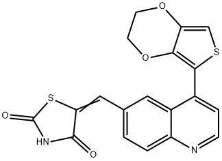 2,4-Thiazolidinedione, 5-[[4-(2,3-dihydrothieno[3,4-b]-1,4-dioxin-5-yl)-6-quinolinyl]Methylene]- Struktur