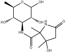 3-(3-hydroxy-2,3-dimethyl-5-oxoprolyl)amino-3-6-dideoxyglucose Struktur