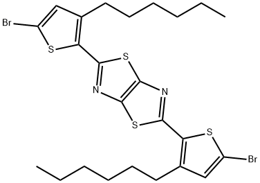 Thiazolo[5,4-d]thiazole, 2,5-bis(5-broMo-3-hexyl-2-thienyl)- Struktur