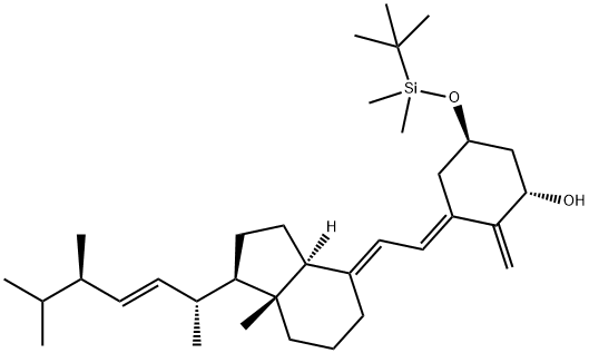 (1S,5R,E)-5-(tert-butyldiMethylsilyloxy)-3-((E)-2-((1R,3aS,7aR)-1-((2R,5R,E)-5,6-diMethylhept-3-en-2-yl)-7a-Methyldihydro-1H-inden-4(2H,5H,6H,7H,7aH)-ylidene)ethylidene)-2-Methylenecyclohexanol Struktur