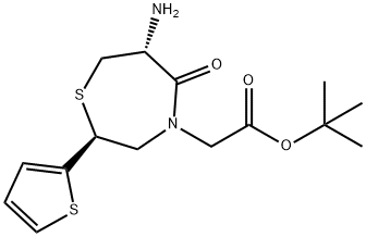 tert-Butyl (2S,6R)-6-amino-5-oxo-2-(2-thienyl)perhydro-1,4-thiazepine-4-acetate Struktur