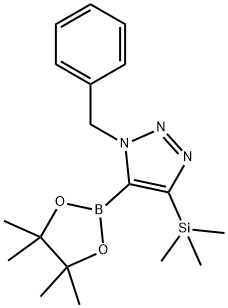 1-Benzyl-5-(4,4,5,5-tetramethyl-1,3,2-dioxaborolan-2-yl)-4-(trimethylsilyl)-1H-1,2,3-triazole Struktur