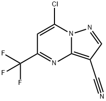 7-chloro-5-(trifluoromethyl)pyrazolo[1,5-a]pyrimidine-3-carbonitrile Struktur