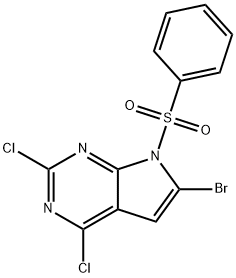 6-Bromo-2,4-dichloro-7-(phenylsulfonyl)-7H-Pyrrolo[2,3-d]pyrimidine Struktur