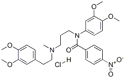 N-(3,4-dimethoxyphenyl)-N-[3-[2-(3,4-dimethoxyphenyl)ethyl-methyl-amin o]propyl]-4-nitro-benzamide hydrochloride Struktur