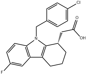 [1S,(+)]-2,3,4,9-Tetrahydro-6-fluoro-9-(4-chlorobenzyl)-1H-carbazole-1-acetic acid Struktur