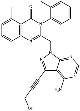 2-((4-aMino-3-(3-hydroxyprop-1-ynyl)-1H-pyrazolo[3,4-d]pyriMidin-1-yl)Methyl)-5-Methyl-3-o-tolylquinazolin-4(3H)-one Struktur