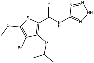 4-Bromo-5-methoxy-3-(1-methylethoxy)-N-(1H-tetrazole-5-yl)-2-thiophenecarboxamide Struktur