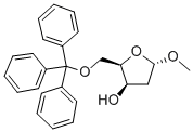 METHYL-2-DEOXY-5-O-TRIPHENYLMETHYL-ALPHA-D-THREO-PENTOFURANOSIDE Struktur