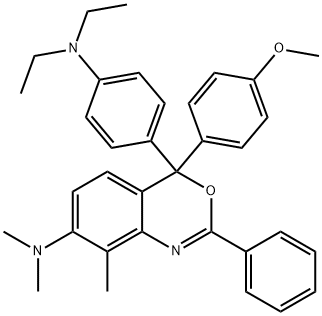 4H-3,1-Benzoxazin-7-amine, 4-4-(diethylamino)phenyl-4-(4-methoxyphenyl)-N,N,8-trimethyl-2-phenyl- Struktur