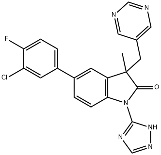 5-(3-Chloro-4-fluorophenyl)-3-Methyl-3-(pyriMidin-5-ylMethyl)-1-(1H-1,2,4-triazol-3-yl)indolin-2-one Struktur