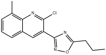 2-chloro-8-methyl-3-(5-propyl-1,2,4-oxadiazol-3-yl)quinoline Struktur