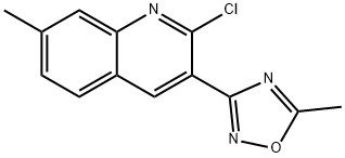 2-chloro-7-methyl-3-(5-methyl-1,2,4-oxadiazol-3-yl)quinoline Struktur