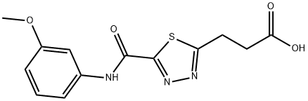 3-(5-{[(3-methoxyphenyl)amino]carbonyl}-1,3,4-thiadiazol-2-yl)propanoic acid Struktur