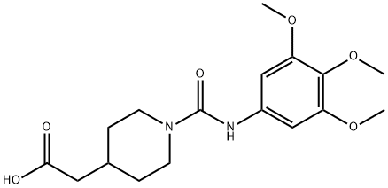 (1-{[(3,4,5-trimethoxyphenyl)amino]carbonyl}piperidin-4-yl)acetic acid Struktur