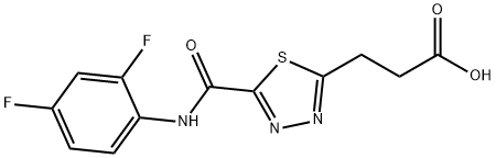 3-(5-{[(2,4-difluorophenyl)amino]carbonyl}-1,3,4-thiadiazol-2-yl)propanoic acid Struktur