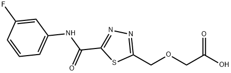 [(5-{[(3-fluorophenyl)amino]carbonyl}-1,3,4-thiadiazol-2-yl)methoxy]acetic acid Struktur