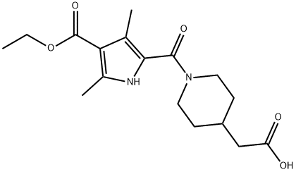 (1-{[4-(ethoxycarbonyl)-3,5-dimethyl-1H-pyrrol-2-yl]carbonyl}piperidin-4-yl)acetic acid Struktur