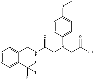 [(4-methoxyphenyl)(2-oxo-2-{[2-(trifluoromethyl)benzyl]amino}ethyl)amino]acetic acid Struktur