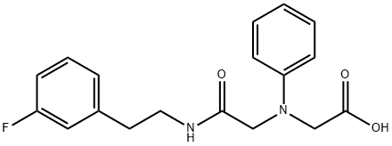 [(2-{[2-(3-fluorophenyl)ethyl]amino}-2-oxoethyl)(phenyl)amino]acetic acid Struktur