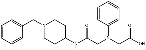 [{2-[(1-benzylpiperidin-4-yl)amino]-2-oxoethyl}(phenyl)amino]acetic acid Struktur