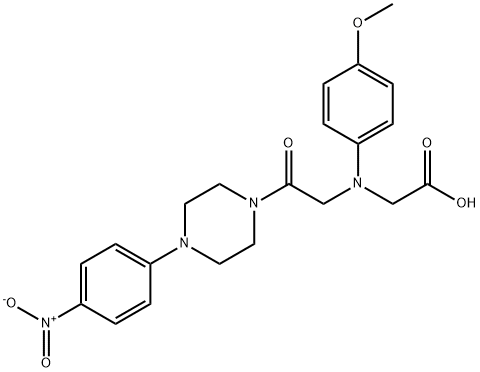 ((4-methoxyphenyl){2-[4-(4-nitrophenyl)piperazin-1-yl]-2-oxoethyl}amino)acetic acid Struktur