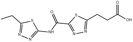 3-(5-{[(5-ethyl-1,3,4-thiadiazol-2-yl)amino]carbonyl}-1,3,4-thiadiazol-2-yl)propanoic acid Struktur