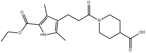 1-{3-[5-(ethoxycarbonyl)-2,4-dimethyl-1H-pyrrol-3-yl]propanoyl}piperidine-4-carboxylic acid Struktur