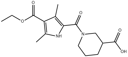 1-{[4-(ethoxycarbonyl)-3,5-dimethyl-1H-pyrrol-2-yl]carbonyl}piperidine-3-carboxylic acid Struktur