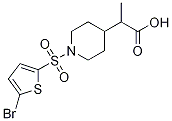 2-{1-[(5-bromo-2-thienyl)sulfonyl]piperidin-4-yl}propanoic acid Struktur