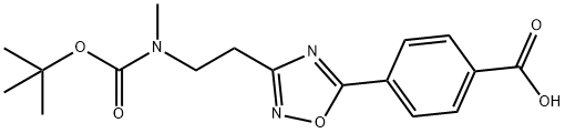 4-(3-{2-[(tert-butoxycarbonyl)(methyl)amino]ethyl}-1,2,4-oxadiazol-5-yl)benzoic acid Struktur