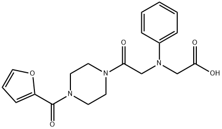 [{2-[4-(2-furoyl)piperazin-1-yl]-2-oxoethyl}(phenyl)amino]acetic acid Struktur