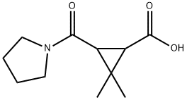 2,2-dimethyl-3-(pyrrolidin-1-ylcarbonyl)cyclopropanecarboxylic acid Struktur