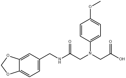 [{2-[(1,3-benzodioxol-5-ylmethyl)amino]-2-oxoethyl}(4-methoxyphenyl)amino]acetic acid Struktur