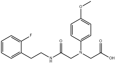 [(2-{[2-(2-fluorophenyl)ethyl]amino}-2-oxoethyl)(4-methoxyphenyl)amino]acetic acid Struktur