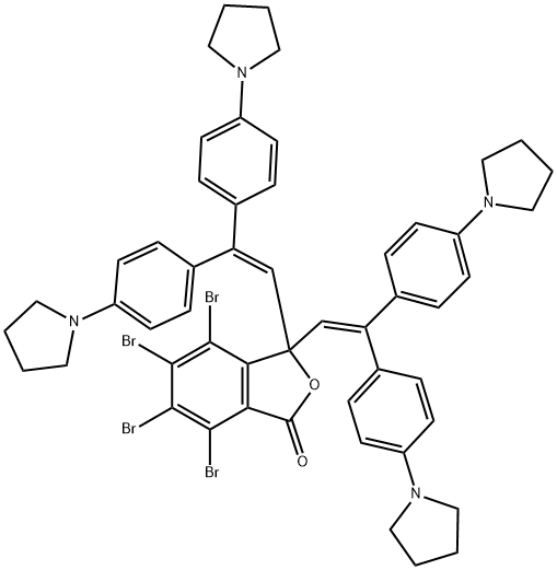 3,3-Bis[2,2-bis[4-(1-pyrrolidinyl)phenyl]vinyl]-4,5,6,7-tetrabromophthalide Struktur