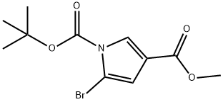 1-tert-Butyl 3-methyl 5-bromo-1H-pyrrole-1,3-dicarboxylate, Methyl 5-bromo-1-(tert-butoxycarbonyl)-1H-pyrrole-3-carboxylate Struktur