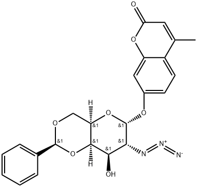 4-MethyluMbelliferyl 2-Azido-2-deoxy-4,6-O-phenylMethylene-α-D-galactopyranoside Struktur