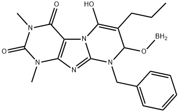 Borinic  acid,  1,2,3,4,8,9-hexahydro-6-hydroxy-1,3-dimethyl-2,4-dioxo-9-(phenylmethyl)-7-propylpyrimido[2,1-f]purin-8-yl  ester Struktur